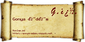 Gonya Ádám névjegykártya